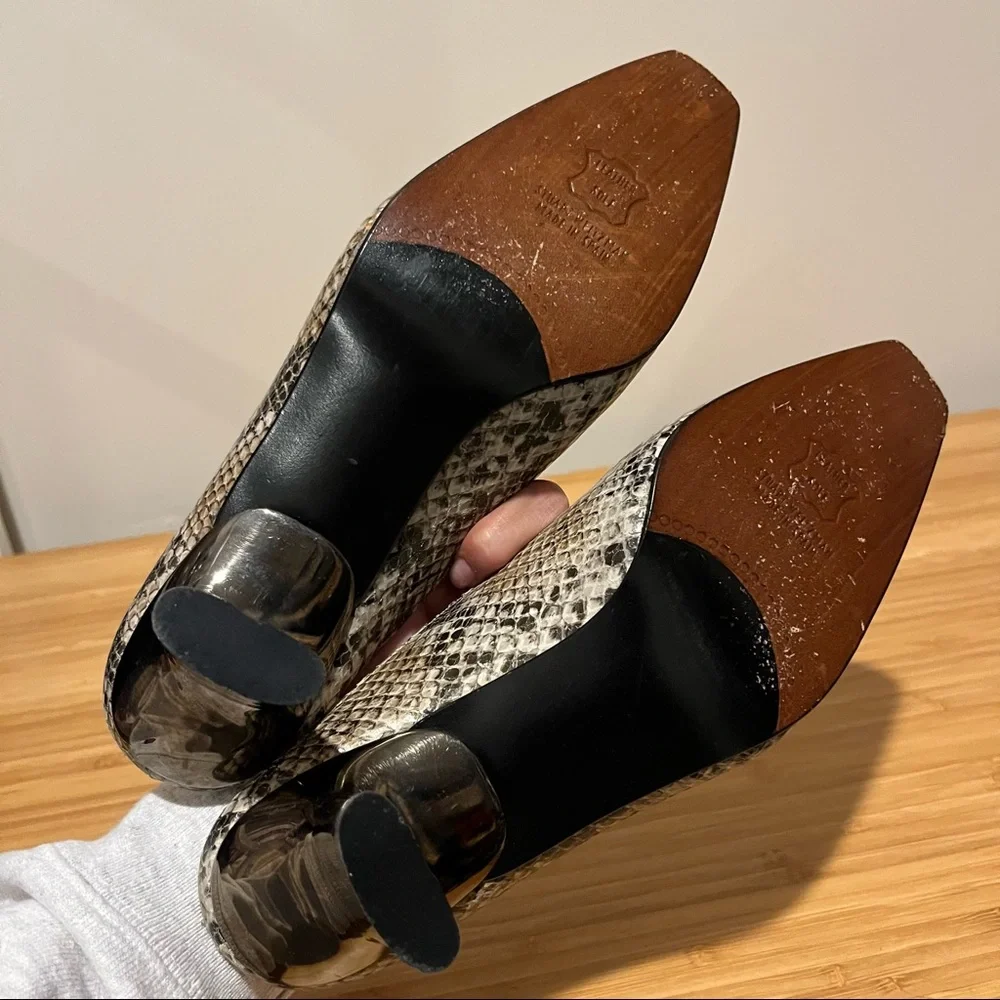 Heeled Mules Snakeskin Mules Heels Vintage - Picture 3 of 5